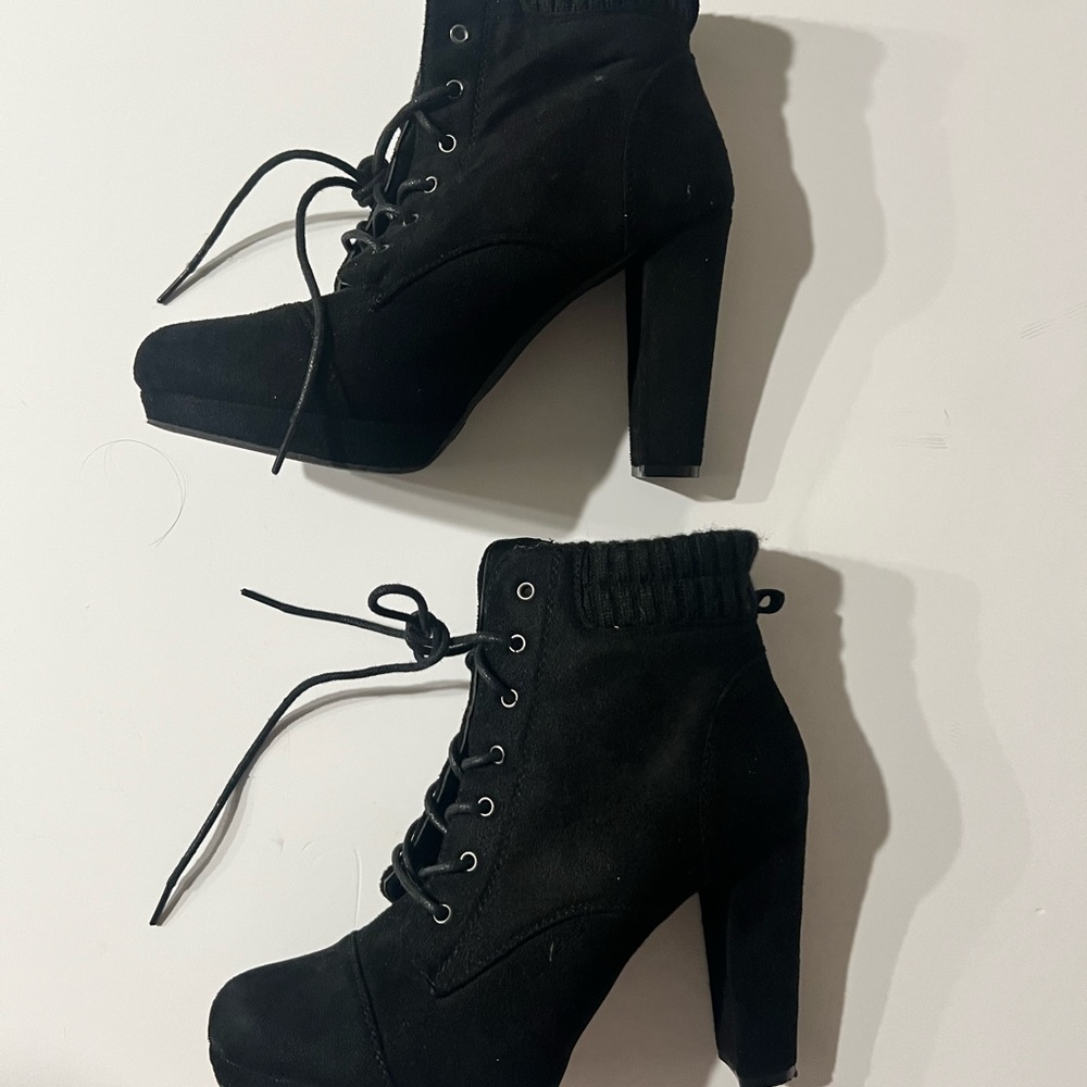 Charlotte Russe Black Lace-Up Boots for Effortless Elegance